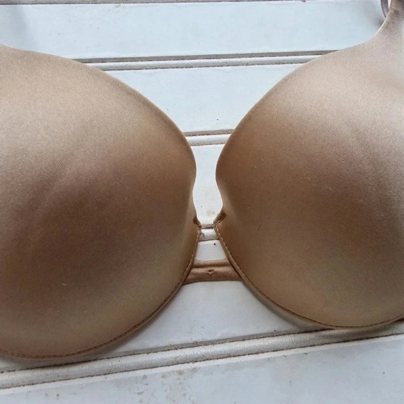 VICTORIA'S SECRET ANGELS Nude Beige BRA WOMENS SIZE 34B Lace Lightly Padded - Picture 10 of 12